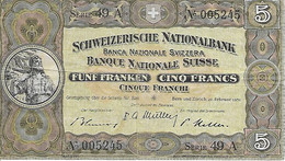 SUISSE - 5 Francs - 22/2/1951 - (11o)-U31 - Suisse