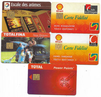 @+ Lot De 5 Cartes à Puce De Stations Service : Total - Shell - Car Wash Cards