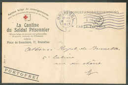 Carte De La Cantine Du Soldat Prisonnier Agence Belge De Renseignements Obl. Dc BRÜSSEL 8-III-17 En Franchise Vers La V - Prigionieri