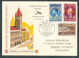 Emission Privée PR 92/94 (P. DAMIEN) Perforé IMABA Sur Carte Obl. Dc BASEL IMABA 21-VIII-48 Vers Namur - 20664 - Erinnophilie - Reklamemarken [E]