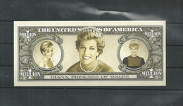 BILLET FANTAISIE 1 MILLION DE DOLLAR THEME LADY DIANA.  NEUF SUPERBE - Ficción & Especímenes