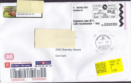 Canada Registered Recommandé Label NEWCASTLE (ON) 2022 Cover Lettre BRØNDBY STRAND Denmark Moose Cachet - Storia Postale