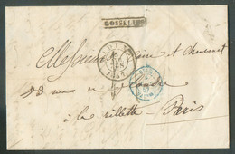 Lettre De GOSSELIES (griffe Encadrée) + Dc Ambulant MIDI N°5 Du 5 Avril 1857 Vers LA Vilette (Paris). - 20673 - Ambulantes