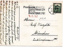 56091 - Deutsches Reich - 1932 - 8Pfg Nothilfe EF A Kte BERLIN - KAUFT ... -> Muenchen - Lettres & Documents
