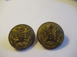 2 Bouton En Cuivre Ancien Embouti/Armoiries  Aigle US/ 2,5  Cm/ New Rochette N.Y.REX Products Corp./Début XXème  BOUT196 - Botones