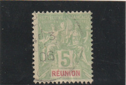 /// FRANCE ////  REUNION  N° 46  5 Cts Vert Jaune - Oblitérés