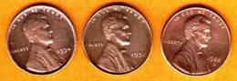 Etats Unis - One Cent - Lincoln  - 1934 & 1958 - 1988D - Andere & Zonder Classificatie