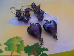 BOUCLES D.OREILLES EN VERRE    VIOLET - Orecchini