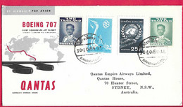AUSTRALIA - FIRST JET FLIGHT QANTAS ON B.707 FROM BANGKOK TO SIDNEY *30.10.1959 *ON OFFICIAL ENVELOPE - First Flight Covers
