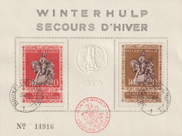 BELGIQUE - 1943 - YVERT 613/614 Sur CARTE SPECIALE SECOURS D'HIVER - OBLITERATION SPECIALE - Brieven En Documenten