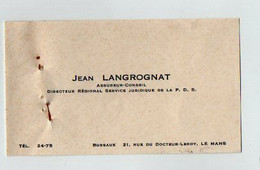 VP21.392 - CDV - Carte De Visite - Mr Jean LANGROGNAT Assureur - Conseil..... à LE MANS - Visitekaartjes