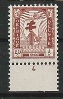 Belgie OCB 998 * MH Met Plaatnummer 4. - ....-1960