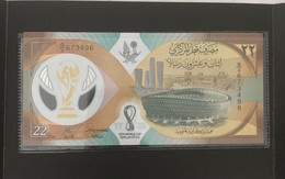 2022 Qatar FIFA World Cup UNC 22 Riyals Commemorative Banknote Polymer Stadium P-NEW Hologram Hologramme Billet Souvenir - Qatar