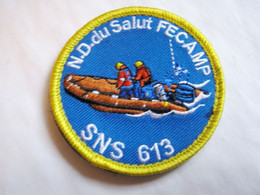 ECUSSON SNSM SAUVETAGE EN MER SNS 613 N.D DU SALUT FECAMP SCRATCH AU DOS NEUF - Bombero