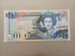 Billete De Los Estados Del Caribe De 10 Dólares, Año 1993 Serie AA, UNC - East Carribeans