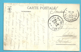 Kaart Stempel LEUVEN / LOUVAIN 1B Op 10/08/1914 Naar OOSTENDE Op 11/08/1914 (Offensief W.O.I) - Niet-bezet Gebied