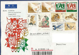 CHINA REGISTERED POSTAL USED AIRMAIL COVER TO PAKISTAN - Airmail