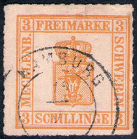HAMBURG 12/9 Auf 3 Shilling Gelborange - Schwerin Nr. 7 II - Pracht - Mecklenburg-Schwerin