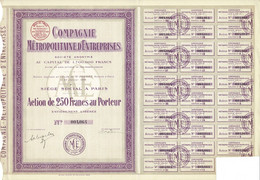 Titre De 1926 - Compagnie Métropolitaine D'Entreprises - - Industrie