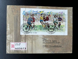 SWEDEN SVERIGE 1988 REGISTERED LETTER STOCKHOLM KISTA TO VEITSHOCHHEIM 08-10-1988 FOOTBALL - Cartas & Documentos