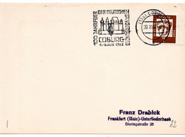 56094 - Bund - 1962 - 7Pfg Hl.Elisabeth EF A DrucksKte COBURG - 100JAHRFEIER DES DEUTSCHEN SAENGERBUNDES ... -> Ffm - Muziek