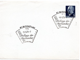 56098 - DDR - 1973 - 5Pfg Ulbricht EF A Kte SoStpl KLINGENTHAL - FESTTAGE DER HARMONIKA - Música