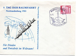 56099 - DDR - 1983 - 20Pfg Kl.Bauten EF A SoUmschl "5.Tag Der Raumfahrt" SoStpl NEUBRANDENBURG - 5.TAG DER RAUMFAHRT - Otros & Sin Clasificación