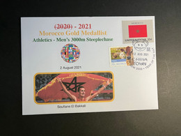 (2 N 19 A) Morocco - 2-8-2022 - Morocco Gold Medalist Tokyo Olympic Games 2020 (with Morocco UN Flag Stamp) - Zomer 2020: Tokio