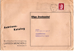 L56130 - Deutsches Reich - 1941 - 15Pfg Hitler EF A DrucksBf MUENCHEN -> Aschaffenburg - Lettres & Documents