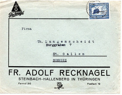 56131 - Deutsches Reich - 1938 - 25Pfg Zeppelin EF A Bf STEINBACH-HALLENBERG -> Schweiz - Lettres & Documents