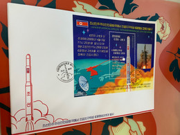 Korea Stamp Perf FDC 2009 Space Rocket FDC Flag Map - Azië