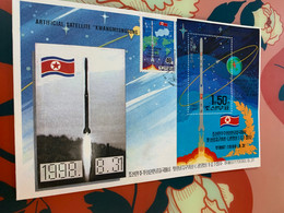 Korea Stamp Perf Set And S/s FDC 1998 Space Rocket FDC Flag Map - Asien