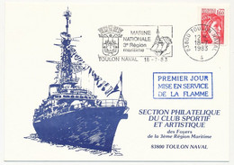 FRANCE - CPM Corvette Duplex / OMEC 83800 Toulon Naval 18/7/1983 1er Jour De La Flamme - Scheepspost