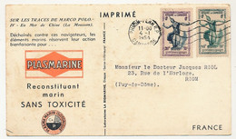 CAMBODGE - Carte Publicitaire PLASMARINE Affranchie TP Cambodge - 1954 - Cambogia