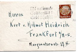 56235 - Deutsches Reich - 1934 - 3Pfg Hindenburg EF A OrtsDrucksBf FRANKFURT - UEBT NATIONALE SOLIDARITAET! GEBT! HELFT! - Storia Postale