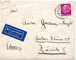 56254 - Deutsches Reich - 1935 - 40Pfg Hindenburg EF A LpBf POTSDAM -> BERLIN -> Schweiz, Rs Dt Devisenzensur - Storia Postale