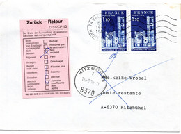 56260 - Frankreich - 1986 - 2@1,10F Kathedrale L'Odeve A Bf VALLORCINE -> KITZBUEHEL (Oesterreich), "nicht Behoben" - Storia Postale