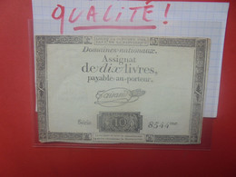 FRANCE 10 LIVRES 1792 Série 8544 Belle Qualité Circuler (B.28) - Assegnati