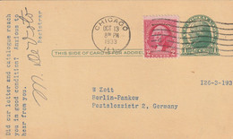 Etats Unis Entier Postal  Privé Pour L'Allemagne 1933 - 1921-40