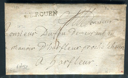 Marque Postale De Rouen Sur Lettre Avec Texte Pour Le Manoir D'Harfleur En 1752 - D 343 - 1701-1800: Vorläufer XVIII