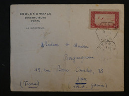 BK11 ALGERIE BELLE   LETTRE 1925 ORAN A AGEN FRANCE +ECOLE NORMALE SUPERIEURE + CACHET HEXAGONAL  + AFFRANC. INTERESSANT - Brieven En Documenten
