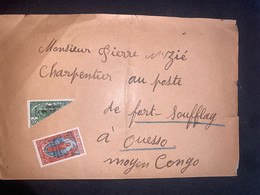 Lettre Colonies Françaises Congo 2 Timbres No 99 Et Demi Timbre No 94 Fort Soufflay Oblitérée Au Dos - Cartas & Documentos