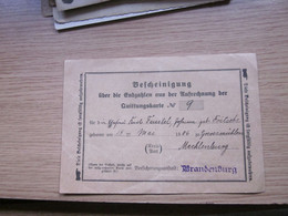 Bescheinigung Quittungskarte Brandenburg 1926 - 1900 – 1949