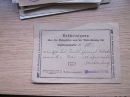 Bescheinigung Quittungskarte Brandenburg 1928 - 1900 – 1949