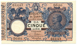 5 LIRE BIGLIETTO DI STATO VITTORIO EMANUELE III FLOREALE 24/02/1922 QFDS - Regno D'Italia - Altri