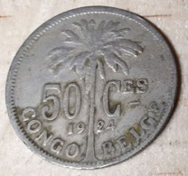 CONGO ALBERT I RARE 50 CENTIMES 1924 ONLY 1 MILLION EX. COTES : 8€-20€-50€-125€ - 1910-1934: Albert I