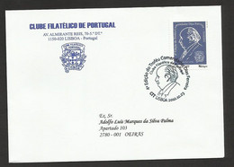 Portugal Lettre Avec Timbre Personnalisé Expo Philatelique 2010 Portugal Personalized Stamp Cover Philatelic Club - Flammes & Oblitérations