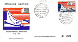 GABON 0226 Fdc Décennie De L'hydrologie , Eau , Barrage Hydro-électrique, Unesco - Eau