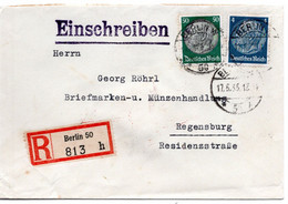 56295 - Deutsches Reich - 1935 - 50Pfg Hindenburg MiF A R-Bf BERLIN -> REGENSBURG - Lettres & Documents