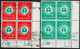1972 Environmental Conf Block Of 4 Lrc Sc 229-30 / YT 222-3 / Mi 249-50 Used / Oblitéré / Gestempelt [zro] - Oblitérés